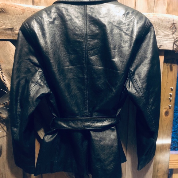 Wilsons black leather coat, mid length size medium - Picture 3 of 6